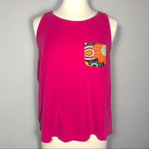 VERA BRADLEY Pink Pocket Tee Tank Top Large